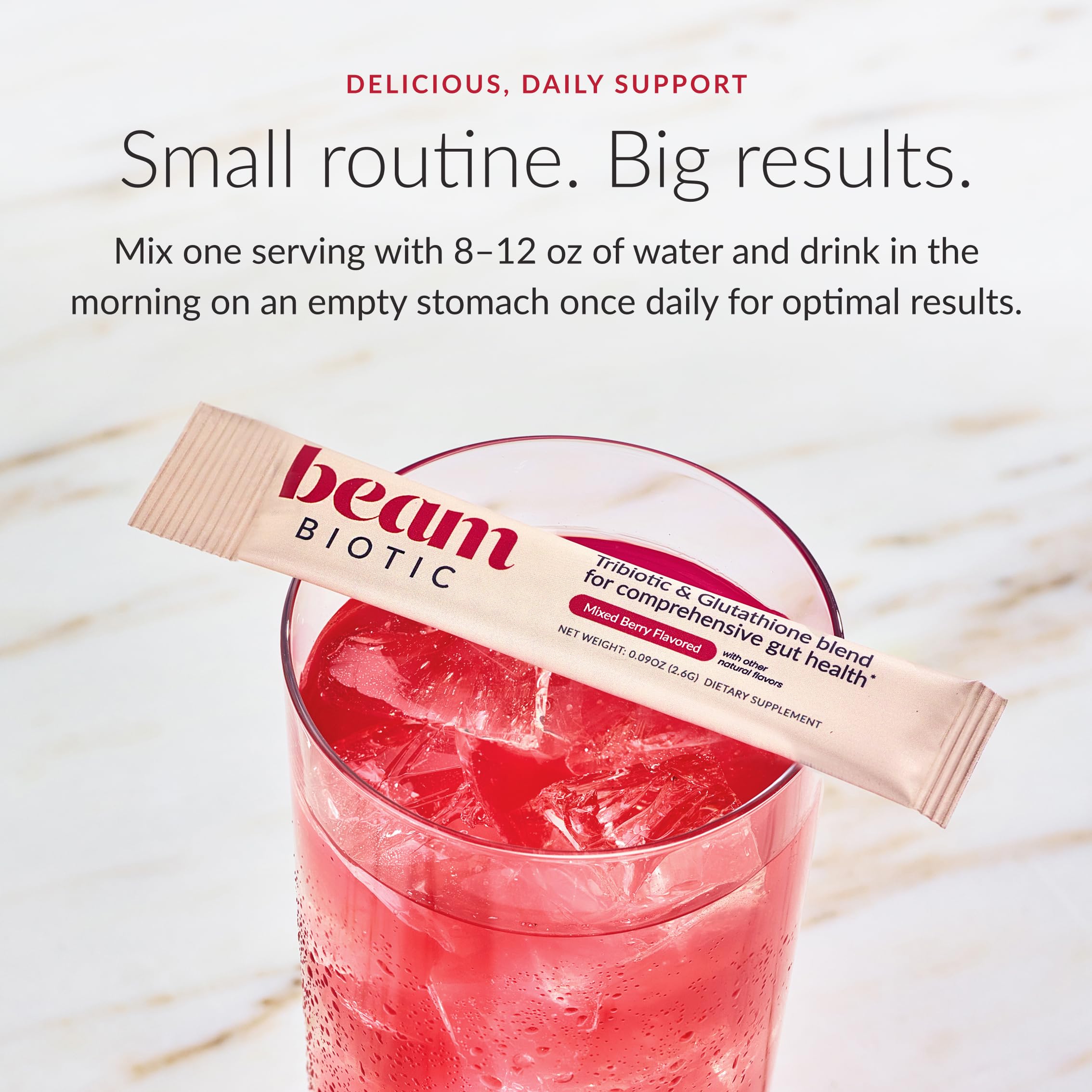 BEAM Biotic Probiotics for Women & Men – Gut Health for Women & Men, Digestive Health with Pre, Pro & Postbiotics + Glutathione, Daily Probiotic Drink for Bloating Relief, Blue Raspberry, 15 Servings