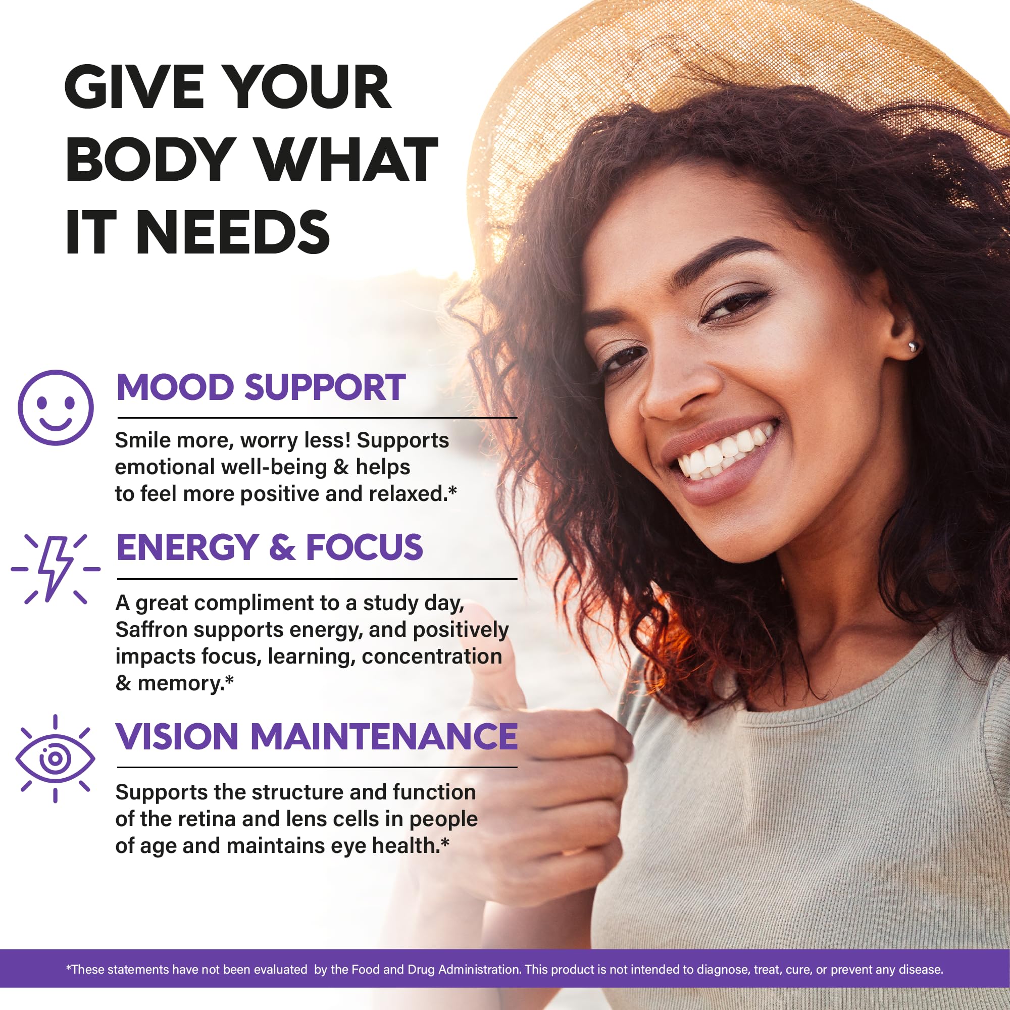 Natural Saffron Supplements - Pure Saffron Extract 88.5 mg - Mood | Focus | Vision | Energy Support - Eye Health for Women & Men - Lab Tested - NonGMO Vegan Pills - 90 Powder Capsules, 3 Month Supply