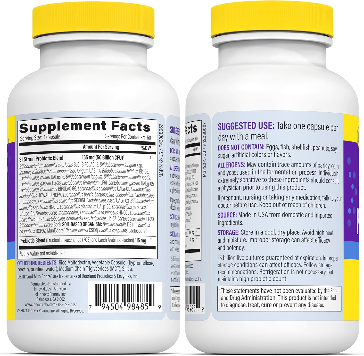 InnovixLabs Multi Strain Probiotics for Women & Men, 50 Billion CFU, 31 Probiotic Strains + Prebiotic Fiber, Helps Supports Immune & Gut Health, Non-GMO Probiotics for Digestive Health, 60-Day Supply