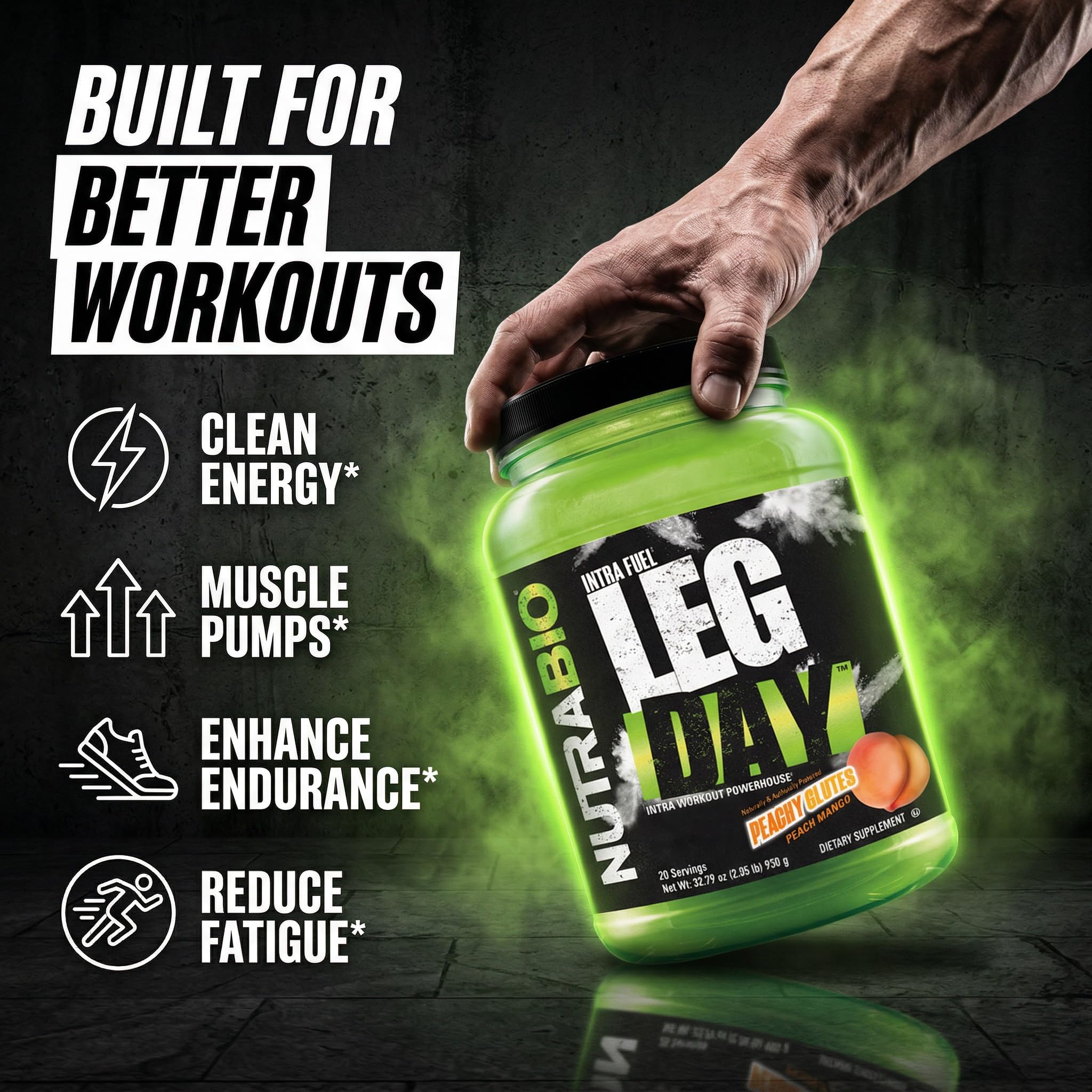 NutraBio Leg Day Intra Workout Powder – Advanced Carb Supplement with Cluster Dextrin & Electrolytes – Carb Powder with EAAs/BCAAs – Cyclic Dextrin for Performance – Cherry Lime, 20 Servings