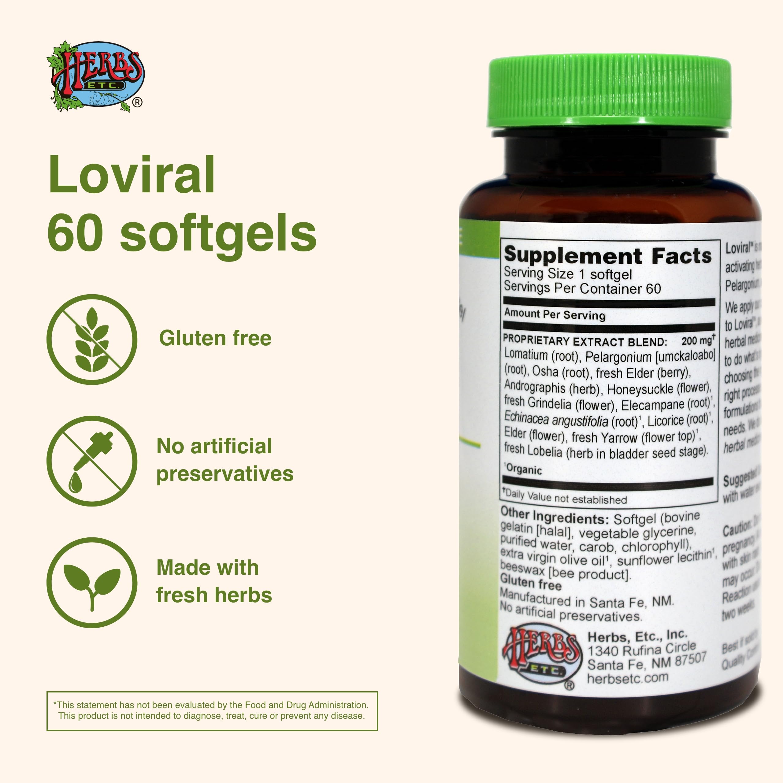 Herbs Etc. Loviral - Lung Health Supplement for Respiratory Defense & Support - Herbal Supplement with Lomatium, Pelargonium & OSHA - Gluten-Free - 60 Softgels (60 Servings) Herbs Etc.Buy Supplements Australia