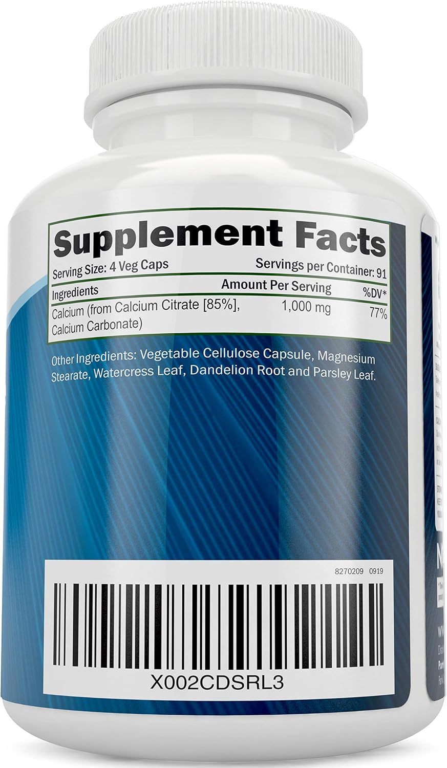 Purely Holistic Calcium Citrate Complex 1000mg + Vitamin D3 125mcg K2 MK7 90mcg - 365 Vegan Capsules + 150 Vegetarian Capsules Bundle - Made in USA