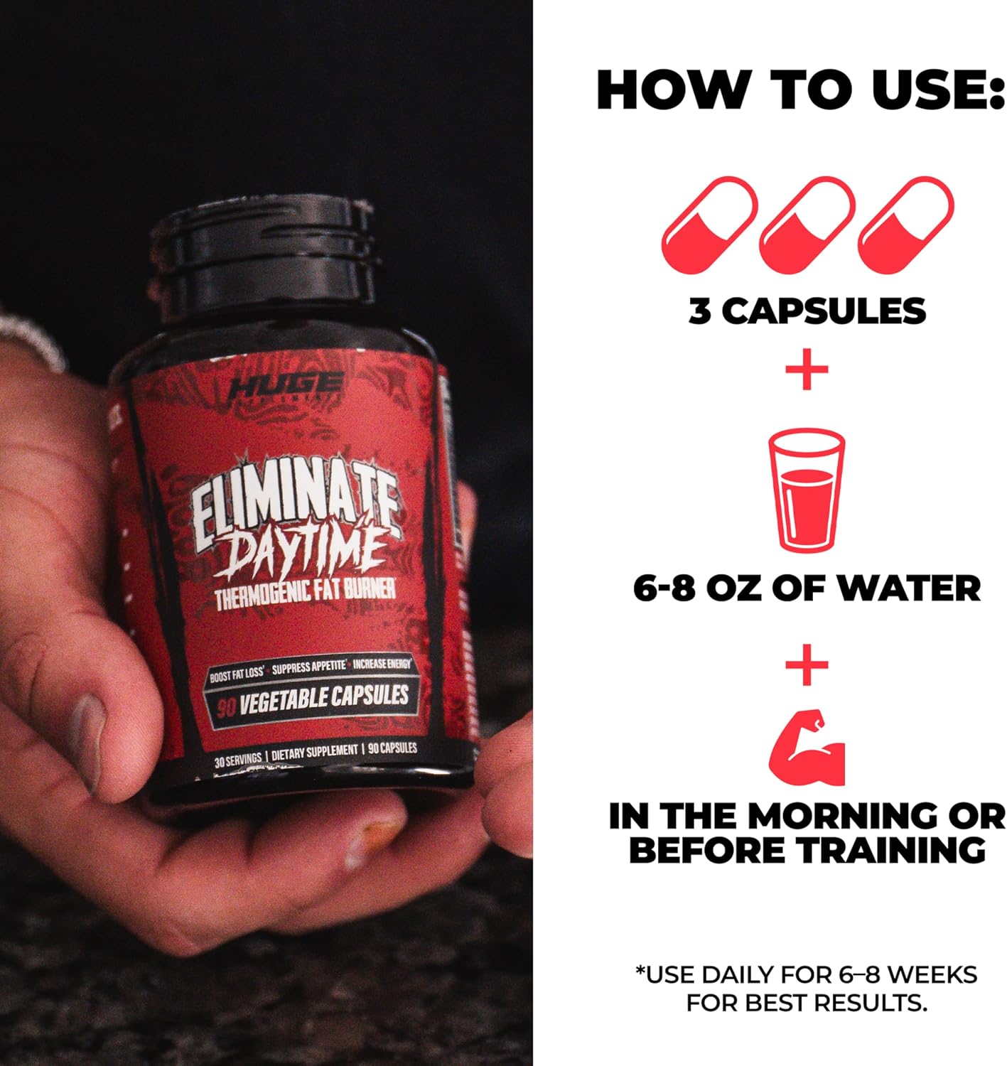 Eliminate Thermogenic Fat Burner For Men - Supercharge Metabolism, Boost Energy, Appetite Suppressant & Reduce Cravings - 11 Potent Ingredients, Fast-Acting Potent Weight Loss Pills (90 Capsules)