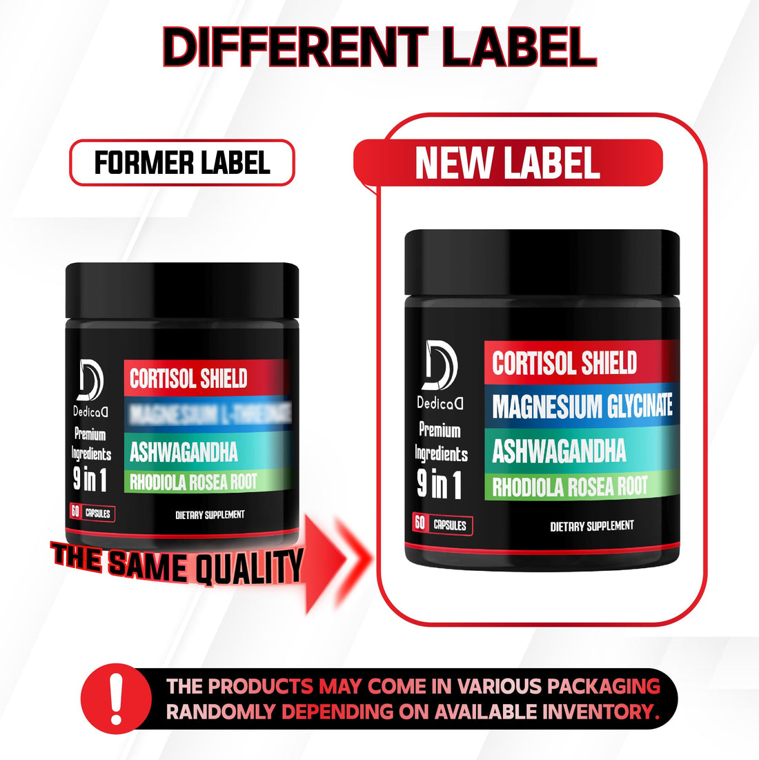 Supplement container labeled 'Cortisol Shield' with ingredients listed on a white background