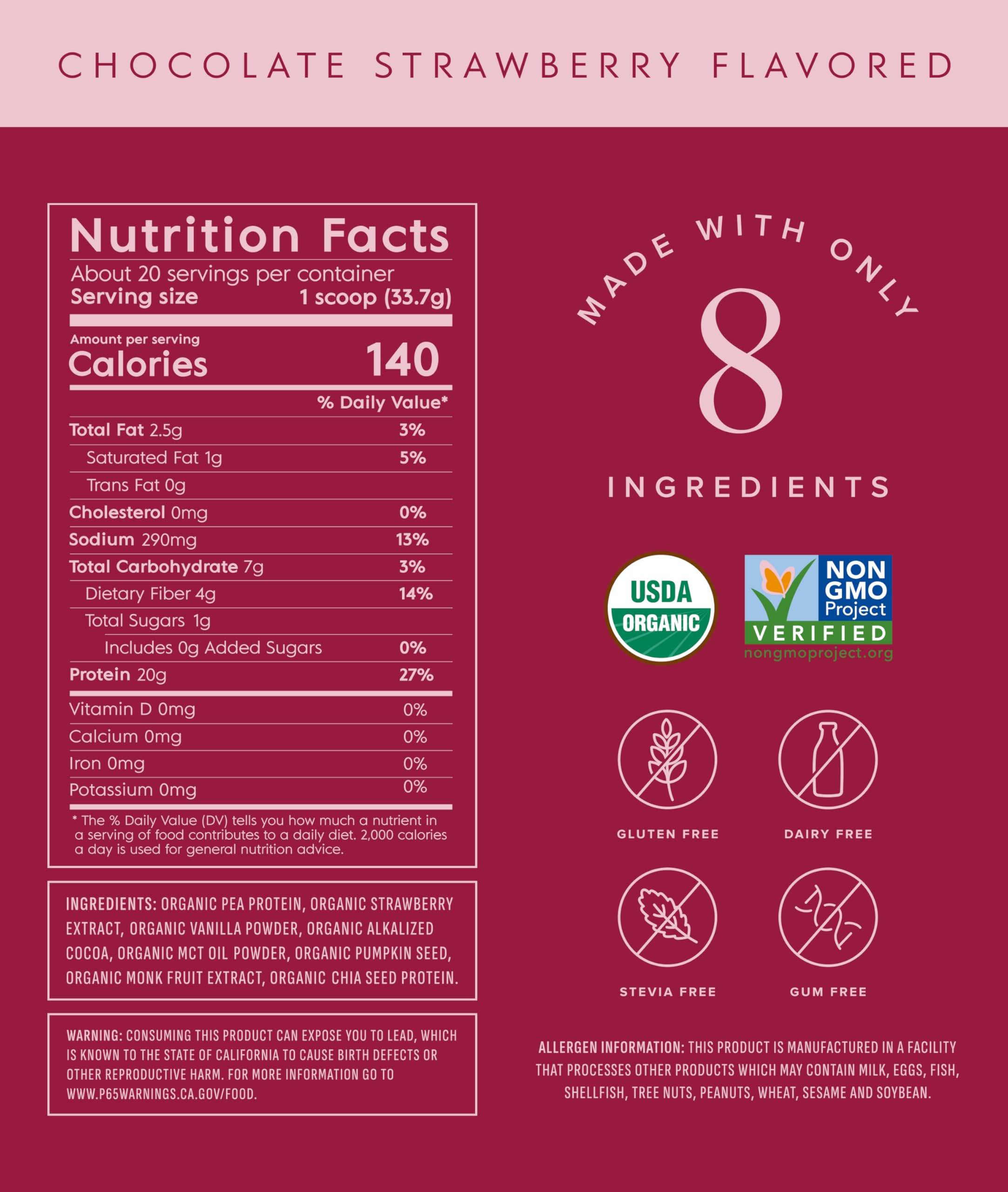 Truvani Organic Plant Based Protein Powder | Vanilla | 18 Servings | Vegan | 20g Pea Protein | Keto | Gluten & Dairy Free | Low Carb | No Added Sugar