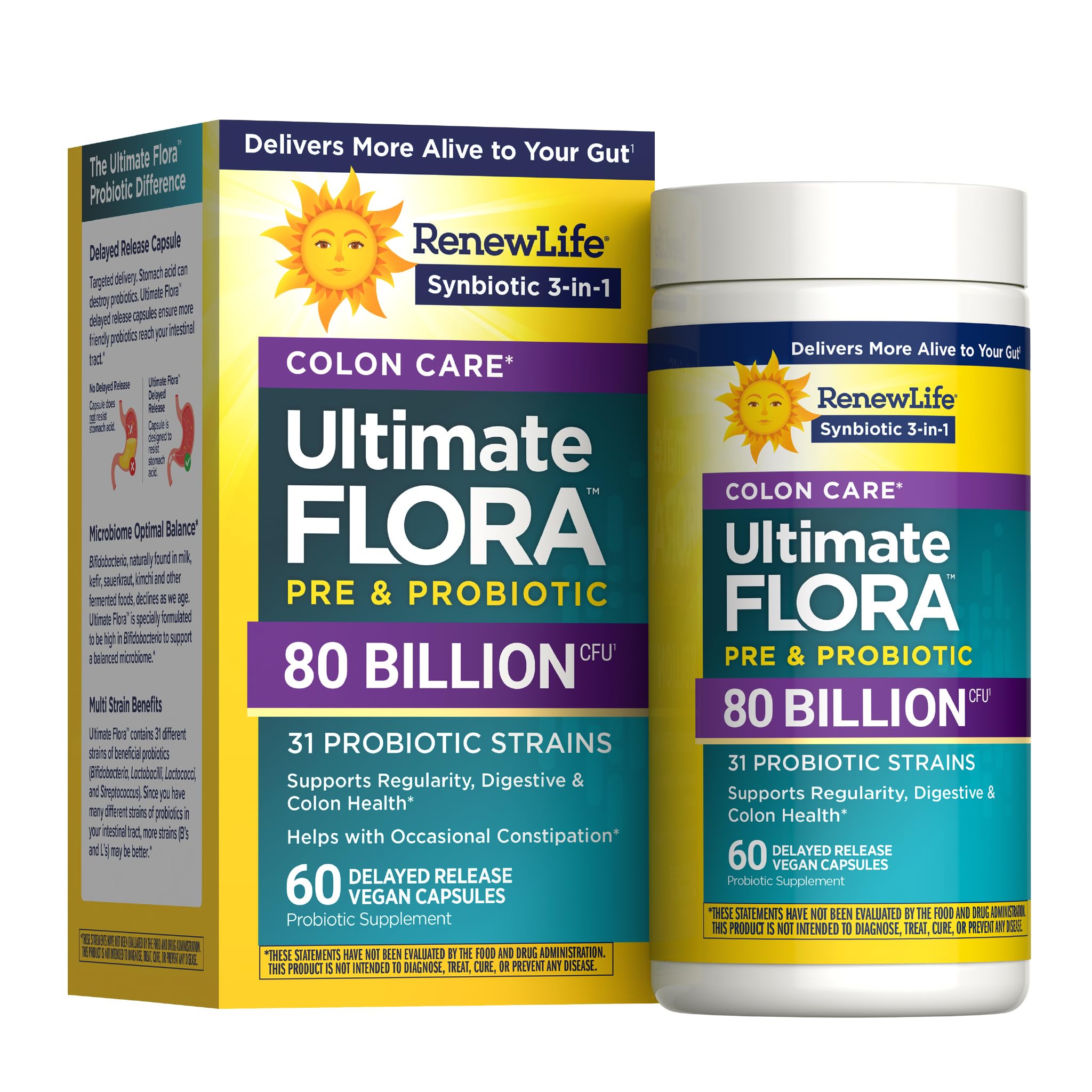 Renew Life Extra Care Digestive Probiotic 50 Billion CFU | 90 Vegetarian Capsules | Supports Digestive, Immune & Respiratory Health | Dairy, Soy and Gluten Free Supplement