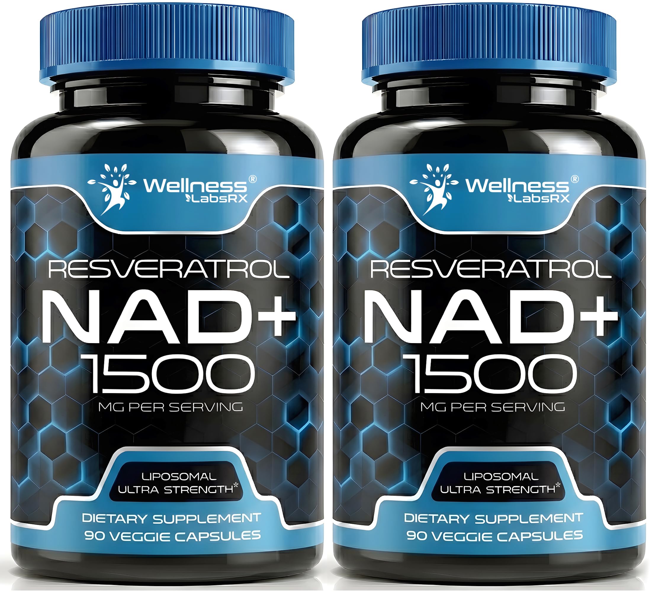 Wellness LABSRX Liposomal NAD Supplement, 1500mg - NAD Resveratrol Supplement for Women and Men, NAD+ Support Cellular Health, Energy & Anti Aging - 90 Count