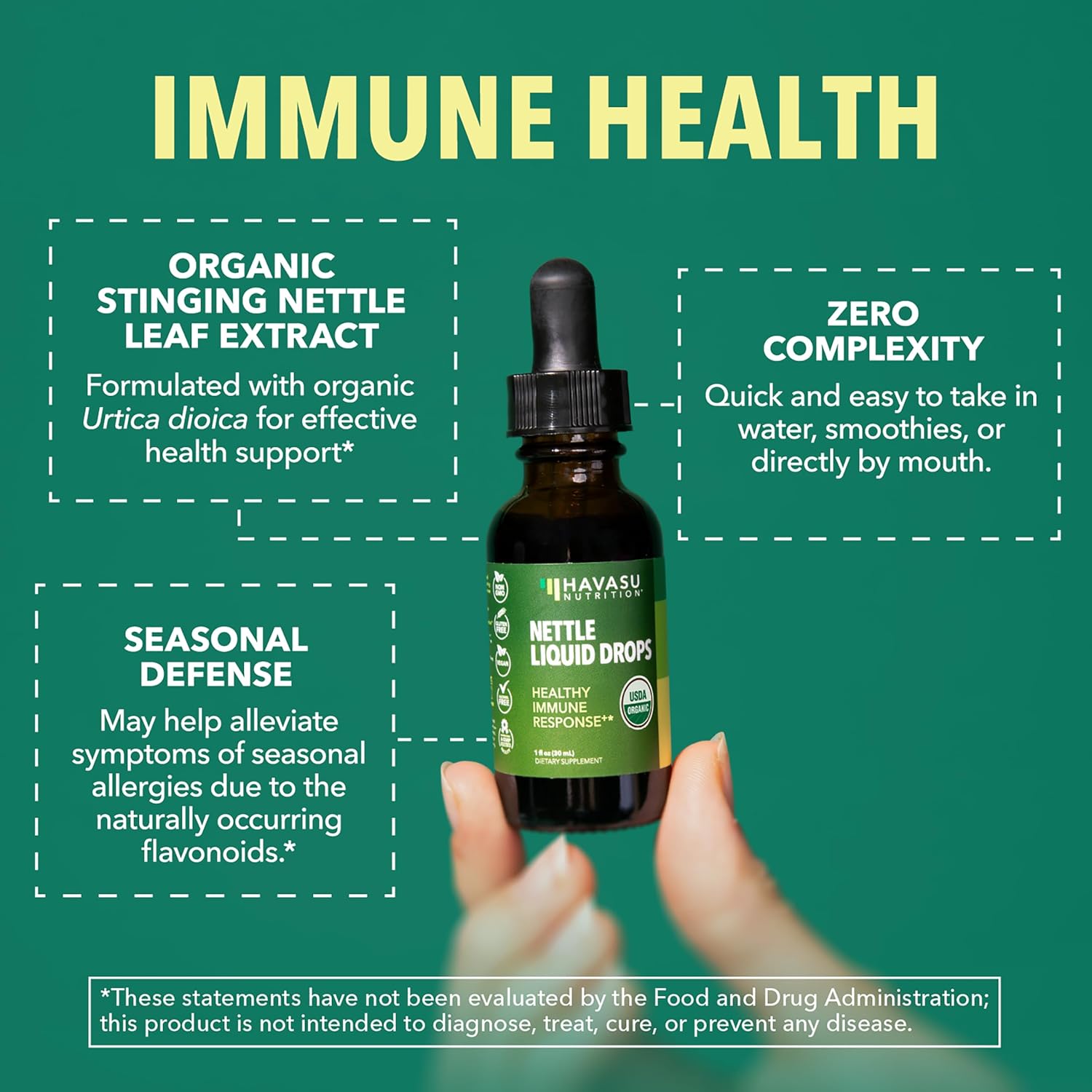 Organic Stinging Nettle Leaf Extract, Urinary Support, Unflavored, 1 Fl Oz | Stinging Nettle Tincture for Men and Women, USDA Certified, Vegan, Gluten Free, Non-GMO Herbal Tincture, 60 Servings