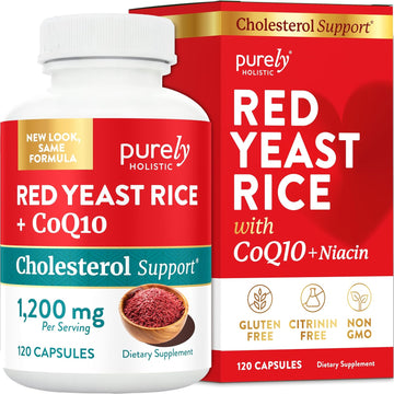Red Yeast Rice with CoQ10 Supplement, Cholesterol & Heart Health Support | Extra Strength Red Yeast Rice 1200 MG (600 MG Per Capsule), Citrinin-Free, Doctor-Formulated, Non-GMO, Vegan, 120 Capsules