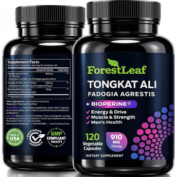 Tongkat Ali and Fadogia Agrestis for Men Supplement w/ BioPerine - Tonkat-Ali Max Strength 200:1 Extract - Long jack Tongkat-ali for Men - Muscle Growth, Performance & Energy - 120 Powder Capsules