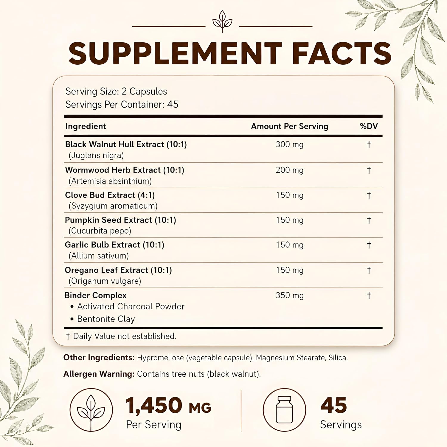 Happee ParaPure Cleanse with Binder for Humans, Intestinal Support, 2-in-1 | Wormwood, Black Walnut, Clove with Charcoal Binder for Digestive Balance (No Stack Needed) 90 Capsules