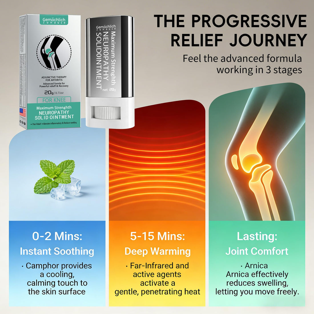NDC Listed Knee Pain Relief Arnica Gel Stick cGMP Grade OTC Balm with Camphor and Hypericum Perforatum Oil for Joint Stiffness Neuropathy and Bruises 0.71oz Gemächlich Zu HauseBuy Supplements Australia