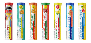 T&D German Vitamin, Minerals - 140 Vegan/Vegetarian Drink Effervescent Tablets - Mixed Fruit Flavor Box - Made in Germany T&D buy supplements Au