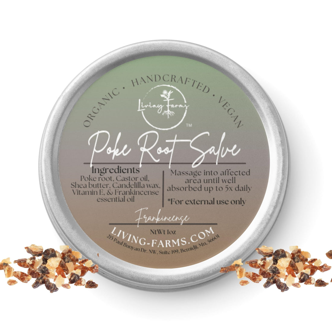 Organic Poke Root & Castor Oil Salve | Vegan Lymphatic Support | Enriched with Essential Oils | Cysts, Boils, Fibroids, Swollen Lymph Nodes, Breast & Joint (1oz, Frankincense) Living FarmsBuy Supplements Australia
