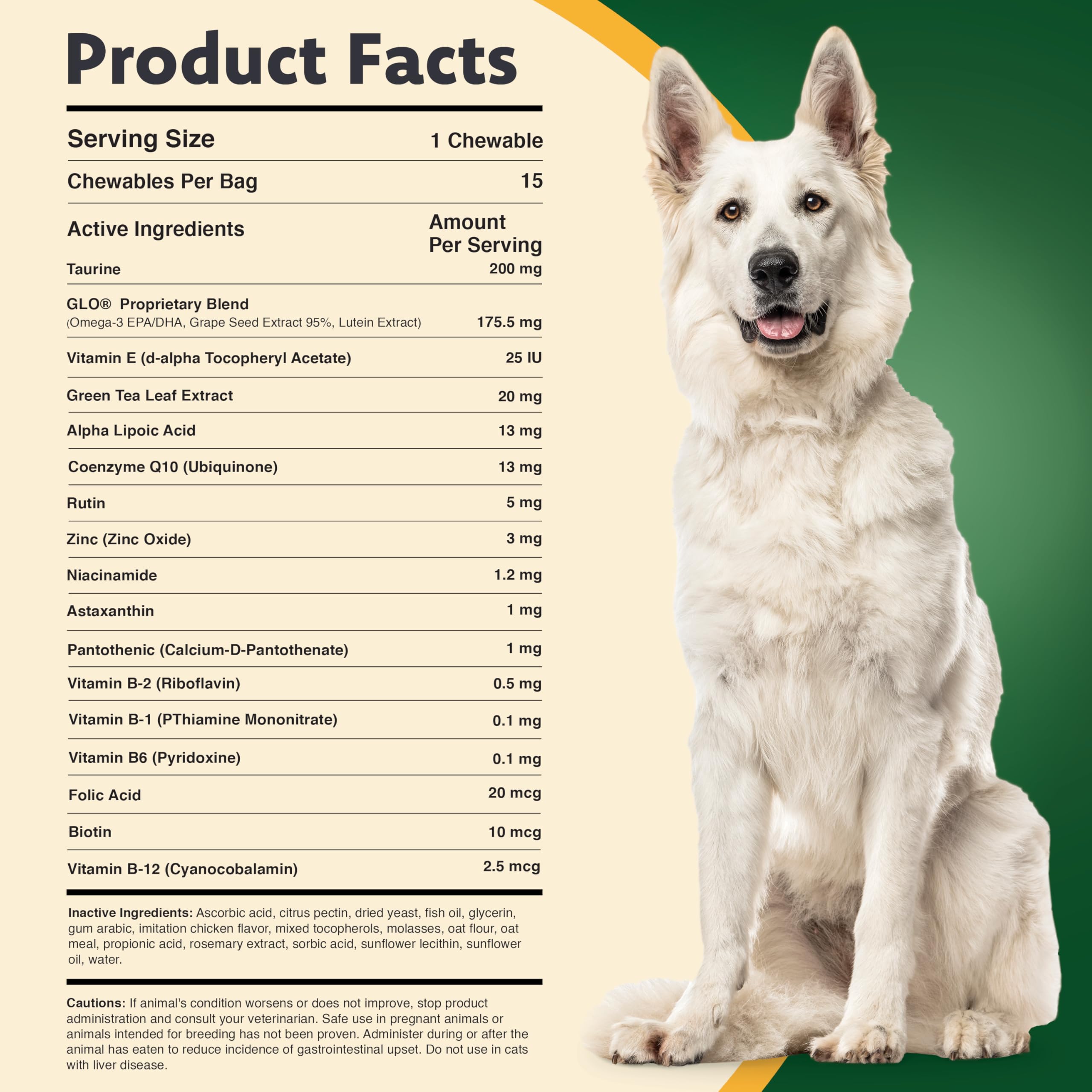 Cat & Dog Supplement for Eye Support - Chewable Vision Vitamins Supplements for Large and Small Pets Care with Lutein, Omega-3 Fatty Acids, Grape Seed Extract & Antioxidants