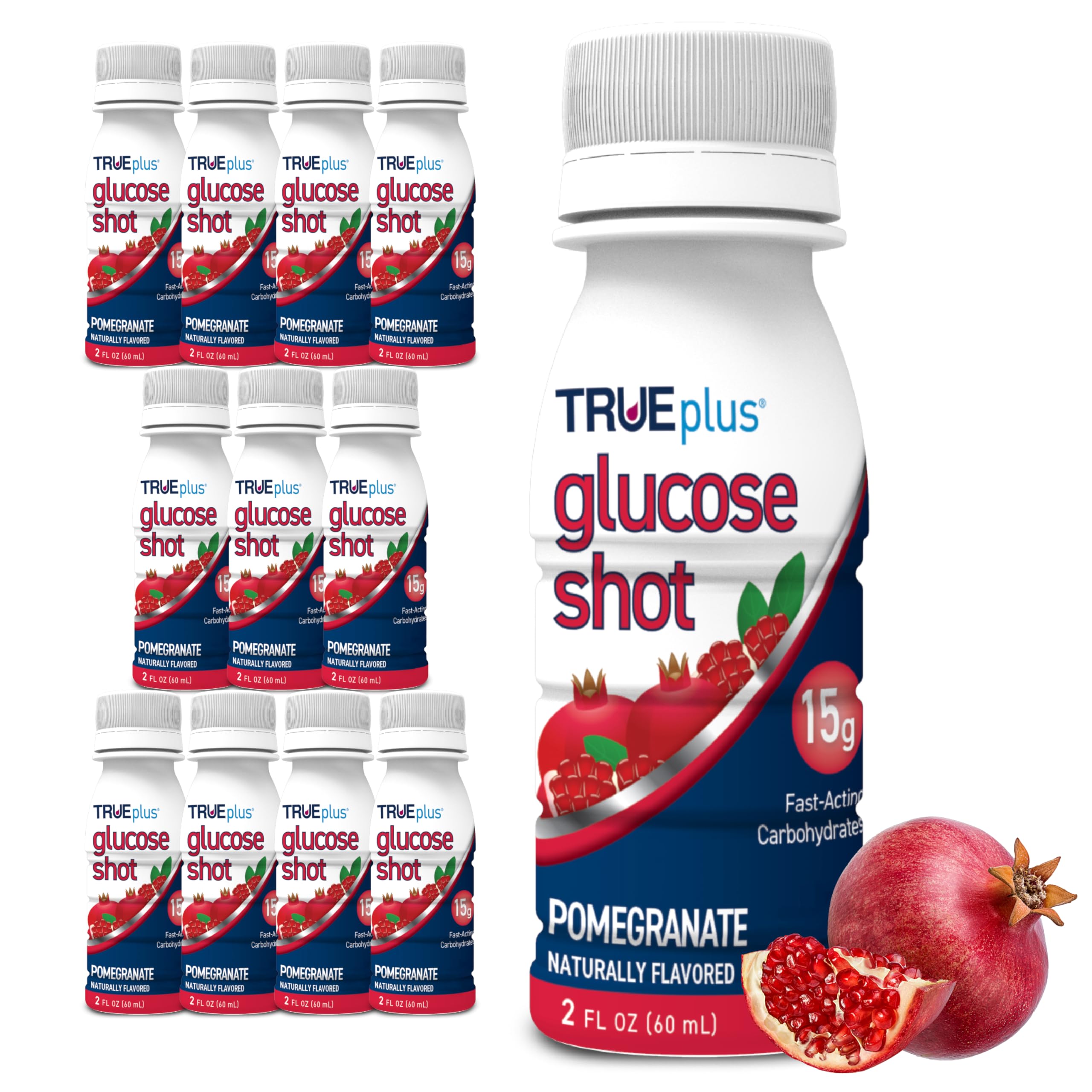 TRUEplus Glucose Shot, 15g Carbohydrates, Mixed Berry Flavor, 6 Pack | 15g Fast-Acting Carbohydrates, Fat Free, Gluten Free, Boosts Energy, Great Tasting and Easy to Use