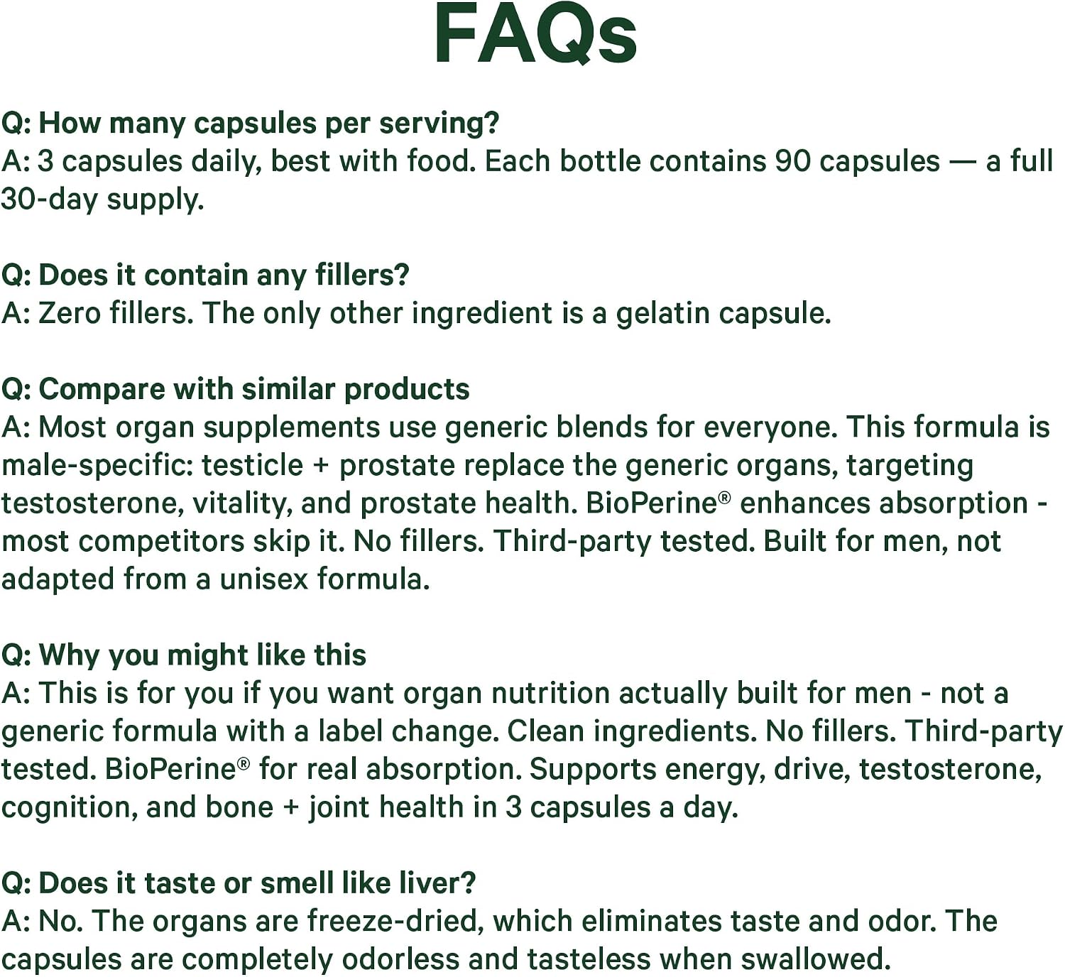 Pink Stork Men's Beef Organ Complex, Bioavailable Superfoods, 30 Servings | Grass-Fed, Grass-Finished Beef Liver, Testicle, Prostate + Bone Marrow | Supports Energy, Vitality + Men's Health