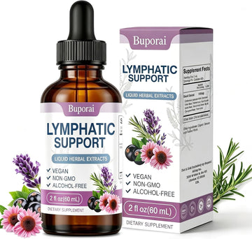 Lymphatic Support Drops Liquid –Lymph Drainage for Women & Men, Herbal Blend with Echinacea, Elderberry & Thyme, Alcohol-Free Glycerin Extract, Immune & Detox Support, 2 fl oz (60 Servings) (1)