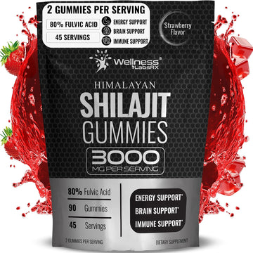 Shilajit Gummies for Men - 3000mg Pure Himalayan Shilajit for Women, Keto-Friendly, Rich in Trace Minerals & Fulvic Acid - 90 Count