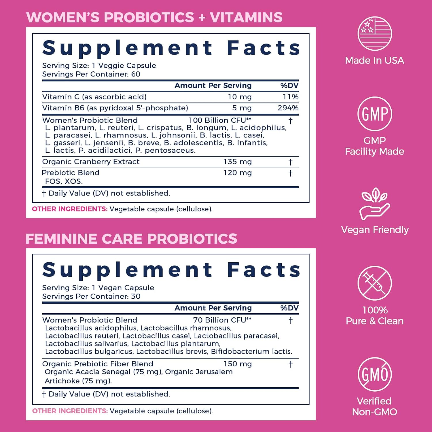 NewRhythm VagFlora Carefree Bundle, Women's Probiotics 100 Billion CFU & Women's Probiotics 70 Billion CFU, PH Balance, Vaginal, Urinary & Digestive Health, Non-GMO