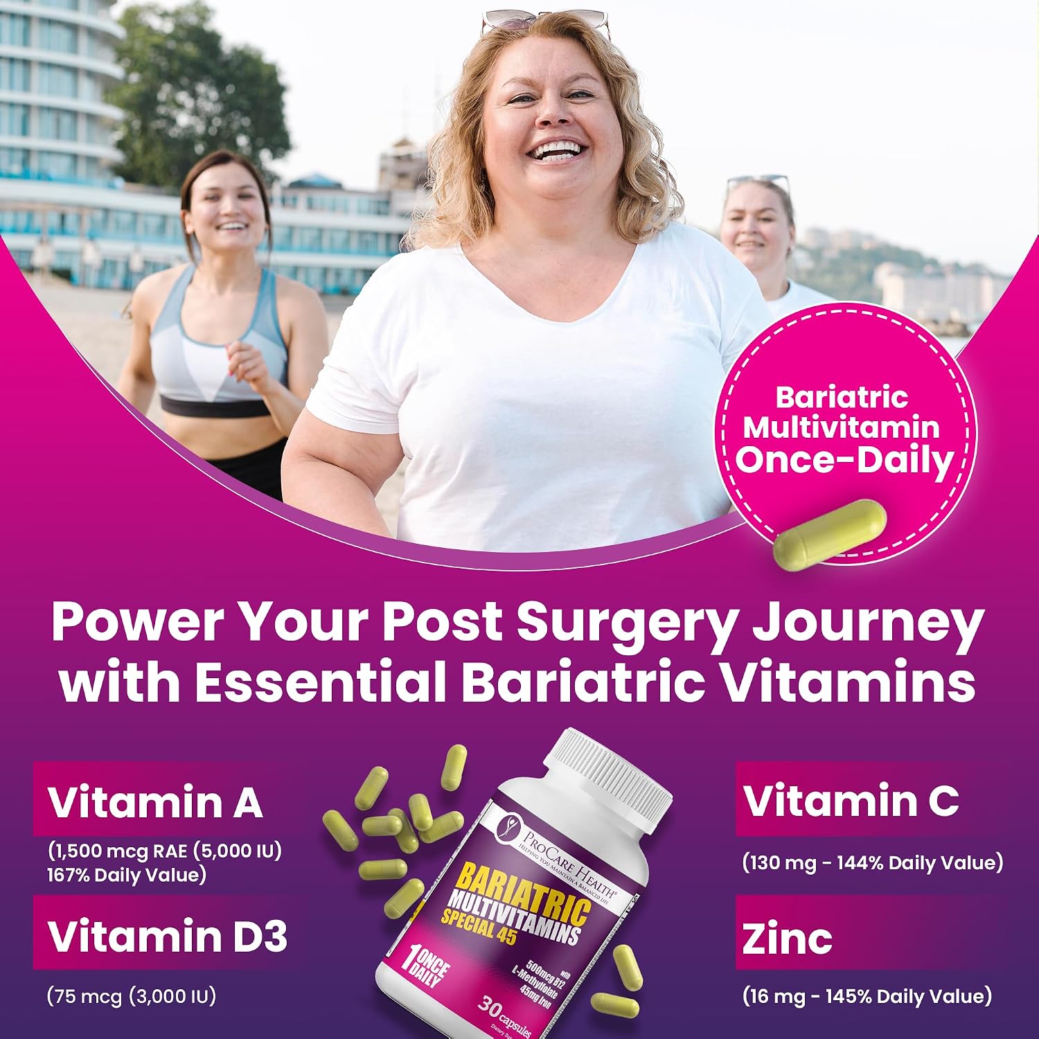 Special-45 Bariatric Multivitamin | Reduced B12 | Capsule | 30ct | Post-Op Bariatric Vitamins for Gastric Bypass and Sleeve Patients, Sustains Recovery & Energy* (1 Month Supply) - Made in USA