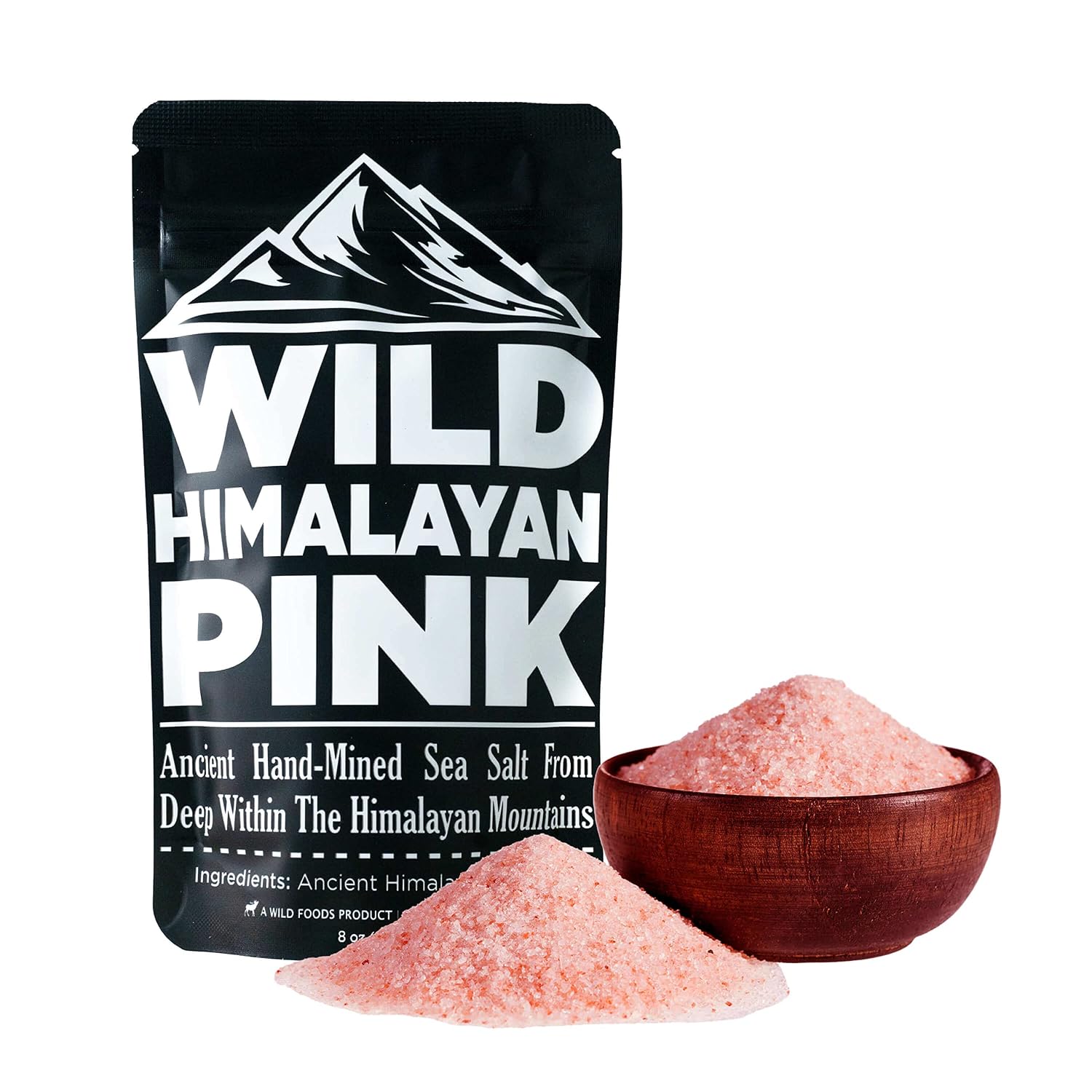 Wild Foods Pink Himalayan Salt (8oz) and Vanilla Bean Powder (1oz) Bundle for Cooking and Baking