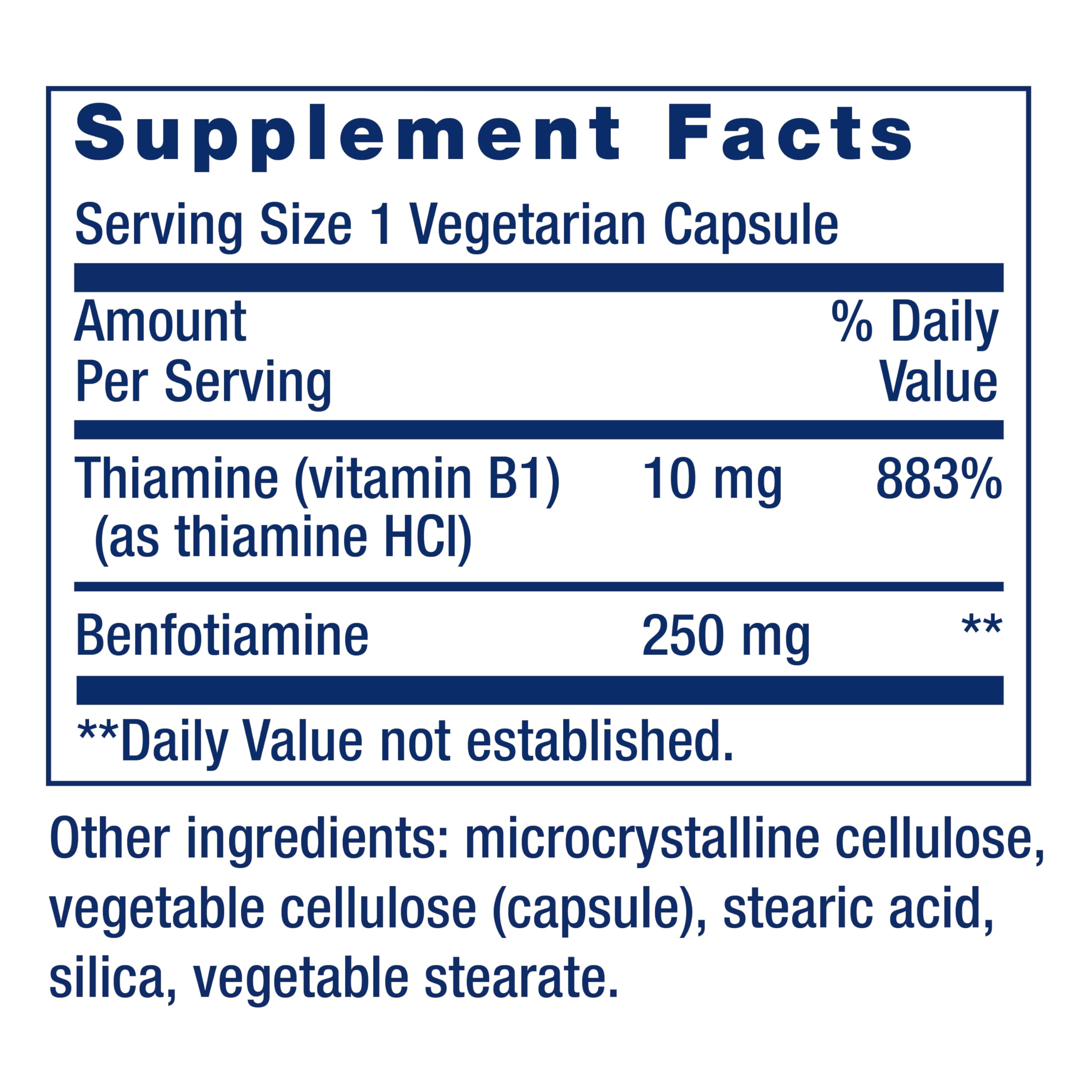 Life Extension Mega Benfotiamine 250 mg, 180 Vegetarian Capsules | 250 mg of benfotiamine and 10 mg of thiamine (vitamin B1) per capsule. Non-GMO, Gluten Free, Vegetarian.