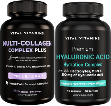 Vital Vitamins Multi-Collagen Plus 150 ct + Hyaluronic Acid Hydration Complex 60 ct