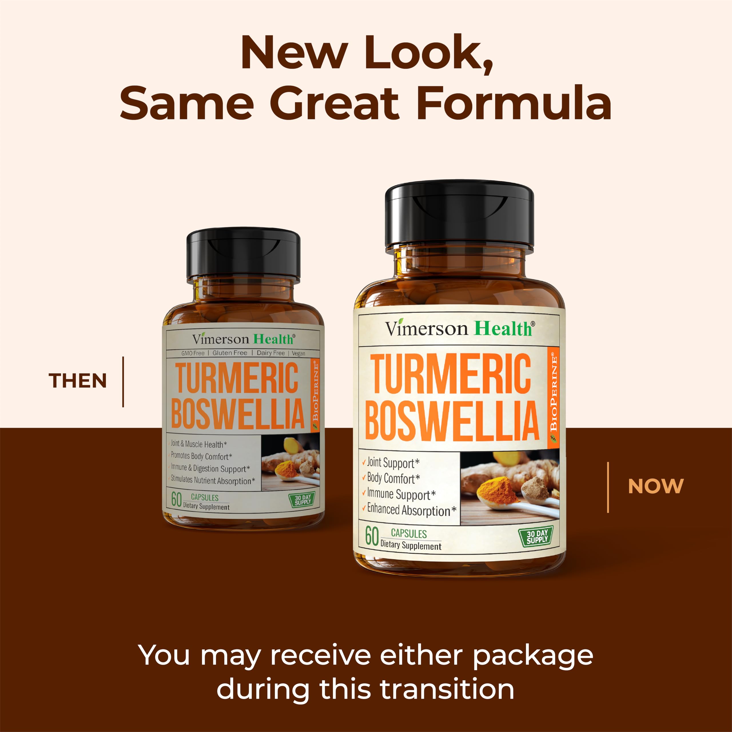 Turmeric Supplement w/Boswellia Serrata – Daily Support for Joint Health & Comfort – Organic Turmeric Curcumin Powder, Bioperine for Enhanced Absorption & Ginger Root – 60 Boswellia Extract Capsules Vimerson HealthBuy Supplements Australia