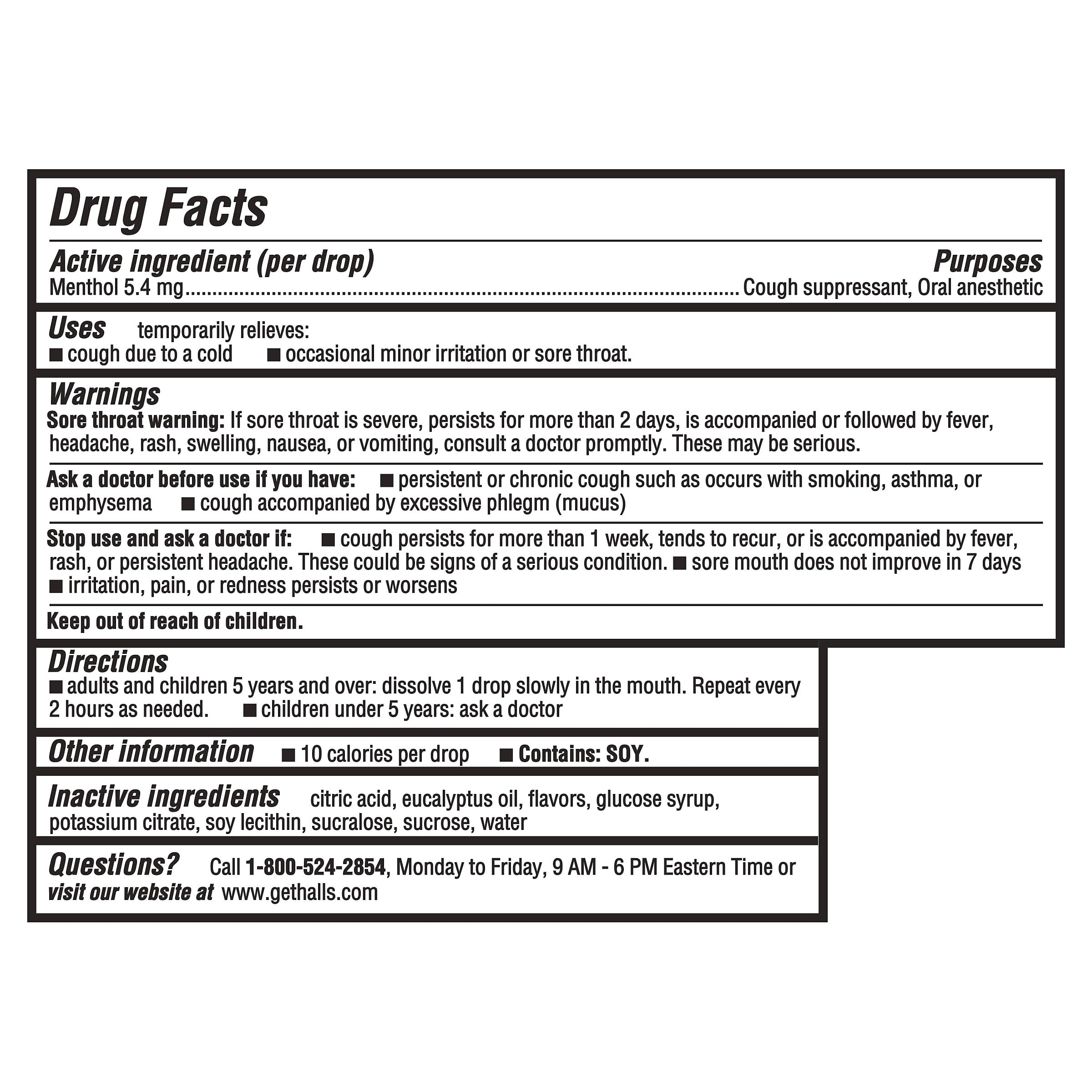 HALLS Cough and Throat Relief Mentho-Lyptus Cough Drops, 30 Drops