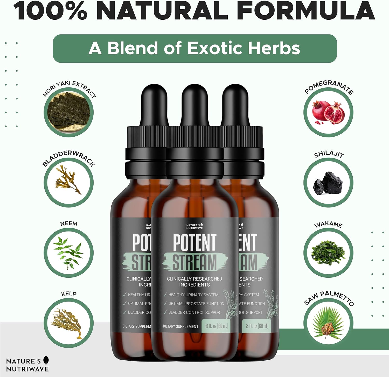 PotentStream Drops – Plant Extract Liquid – 1 Month Supply | Liquid drops with plant extracts, original formula | Made in USA | Take by dropper, mixes into water