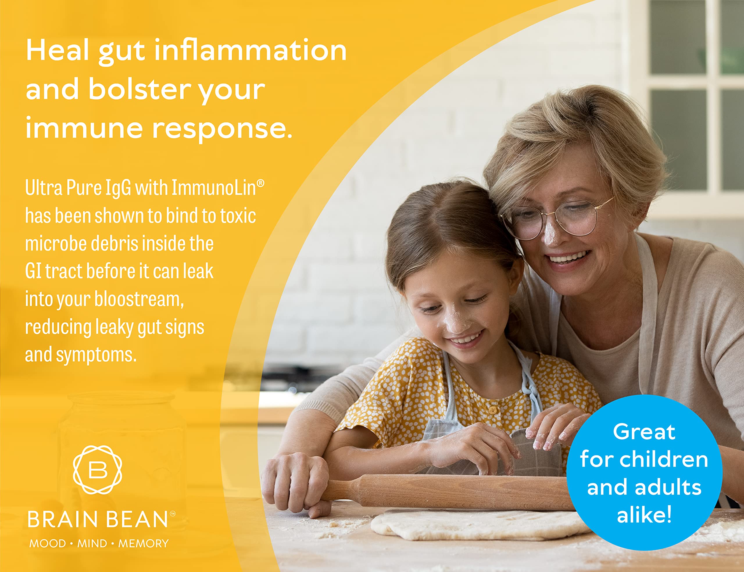 Brain Basics Ultra Pure IgG Supplement - Dairy-Free Supplement IgG-Immunolin Powder, Blended Vitamin & Mineral Supplements, 150g, 60 Servings Brain BeanBuy Supplements Australia