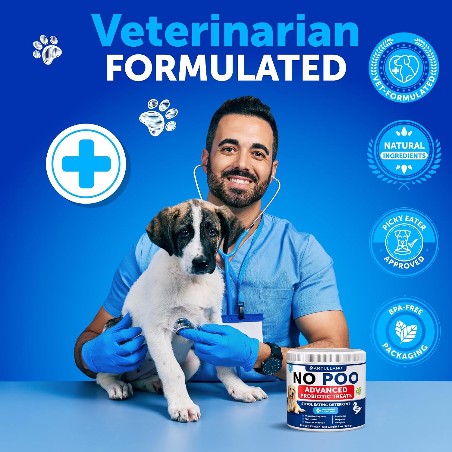 No Poo Chews for Dogs, Puppy - Coprophagia Stool Eating Deterrent - Prevent Dog from Eating Poop - Stop Eating Poop Treats with Probiotics & Enzymes - Immune, Digestive, Gut Health Support Supplement