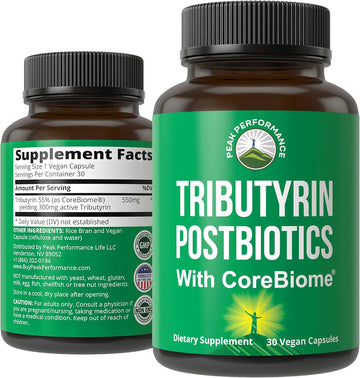 CoreBiome Tributyrin Postbiotic Supplement Clinically Tested for Gut Health. More Effective Than Sodium Butyrate Capsules. High Bioavailability Post Biotics for Digestive, Leaky Gut, Colon, Microbiome