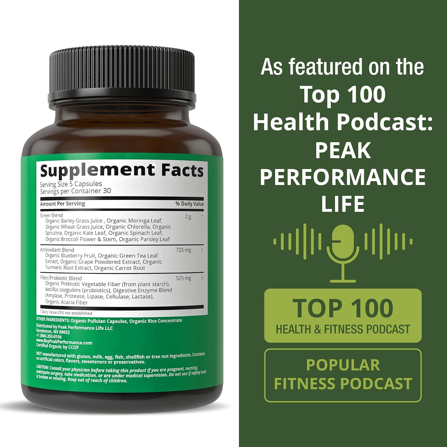 Organic Super Greens 150 Capsules - Green Juice Superfood Supplement with 25 All Natural Organic Ingredients. Max Energy and Detox Super Food Pills with Spirulina, Spinach, Kale, Turmeric, Probiotics