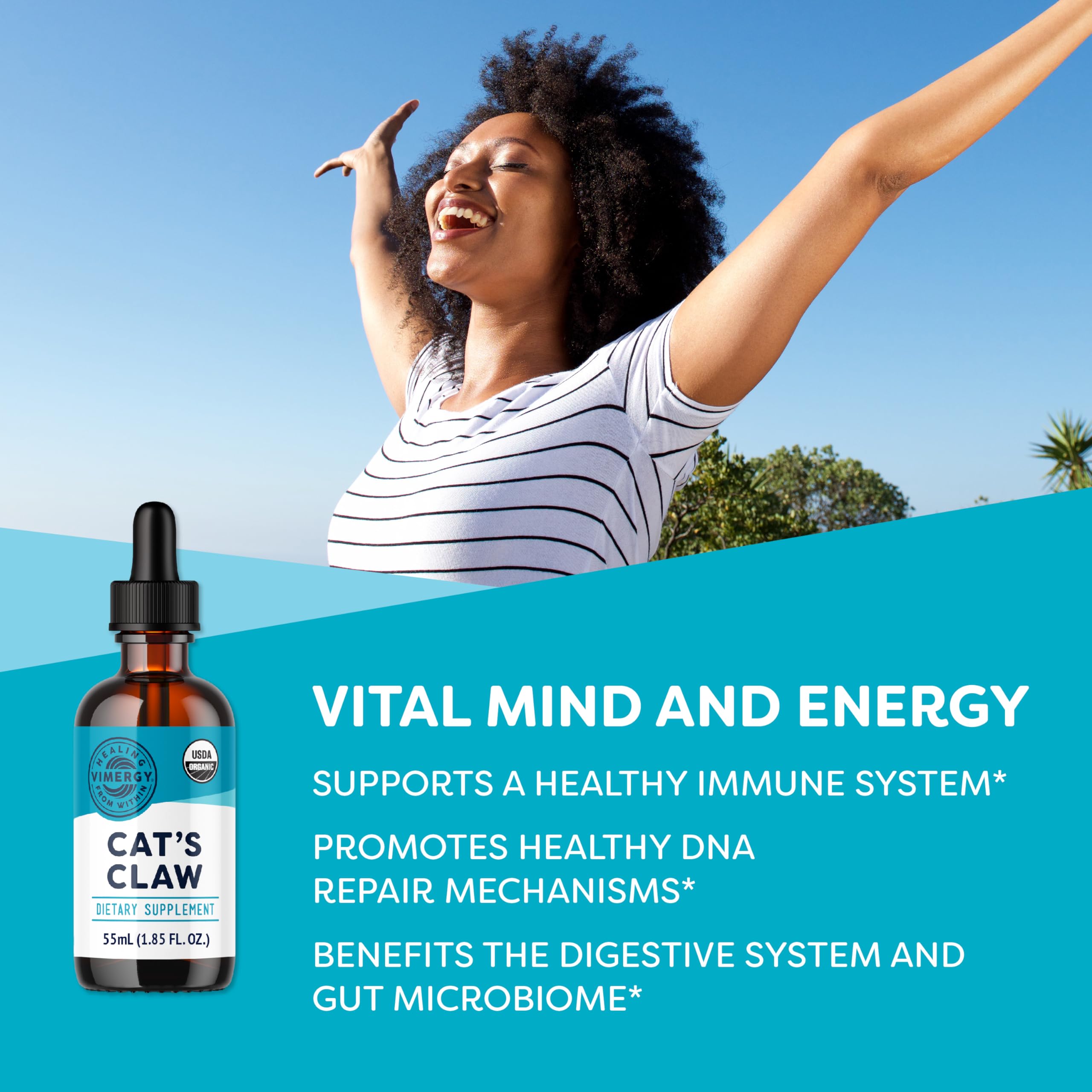 Vimergy USDA Organic Cat’s Claw Liquid – Provides Antioxidant Support* – Benefits The Immune System* – Vegan, Gluten-Free, Non-GMO – 57 Servings (115 mL)