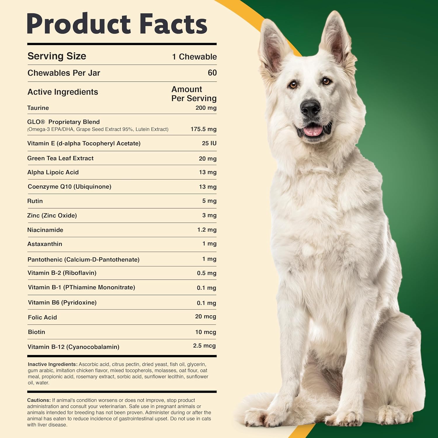 Cat & Dog Supplement for Eye Support - Chewable Vision Vitamins Supplements for Large and Small Pets Care with Lutein, Omega-3 Fatty Acids, Grape Seed Extract & Antioxidants