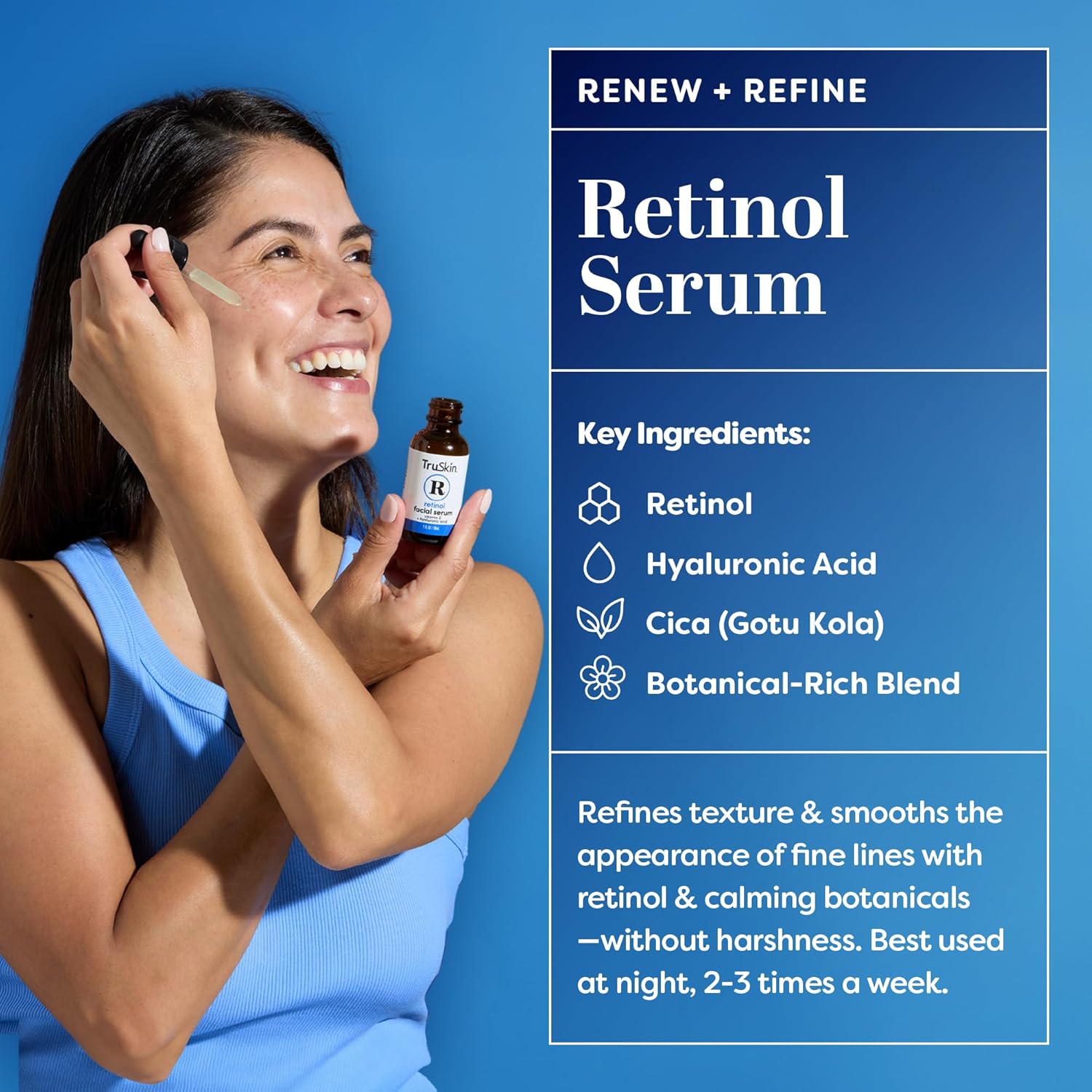 TruSkin Serum Trio with Vitamin C, Retinol & Hyaluronic Acid, 1 fl oz Each | Complete anti aging AM, PM & all-day skincare routine with coordinated serums to brighten, smooth & hydrate skin