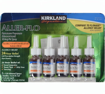 Kirkland Signature Aller-Flo Fluticasone Propionate (Glucorticoid) 5 Bottles x 120 Metered Sprays 0.54 Fl OZ per Bottle (15.8 mL x 5) 2.70 OZ Total (79 mL Total) 600 Total Sprays Total, 1-Pack KIRKLAND buy supplements Au