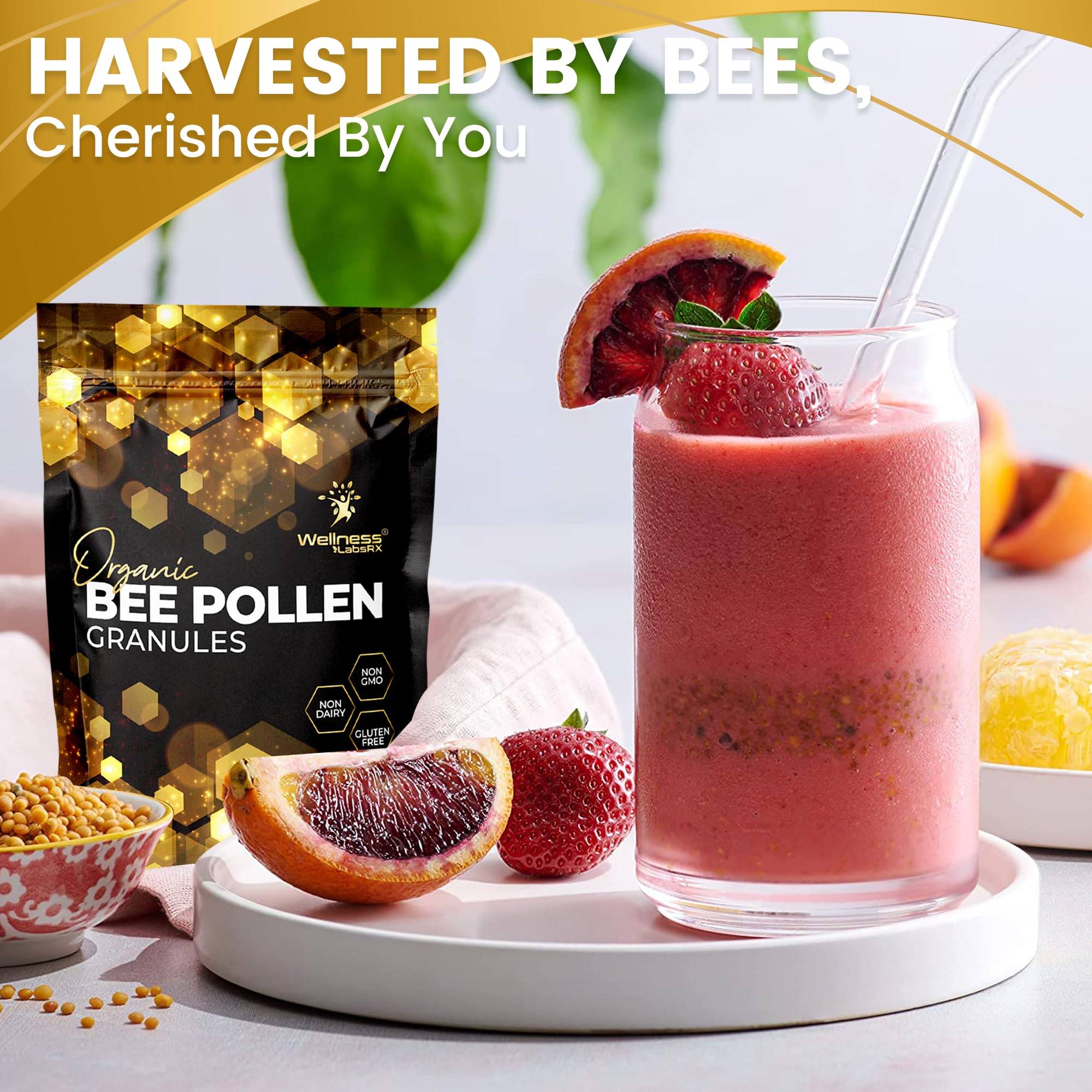 Bee Pollen Granules Third-Party Tested, 1 Lbs. - Bee Pollen for Women, Keto-Friendly Super Food Supplement Packed with Proteins, Vitamins & Minerals - Immune Support, Energy Boost, Digestive Wellness
