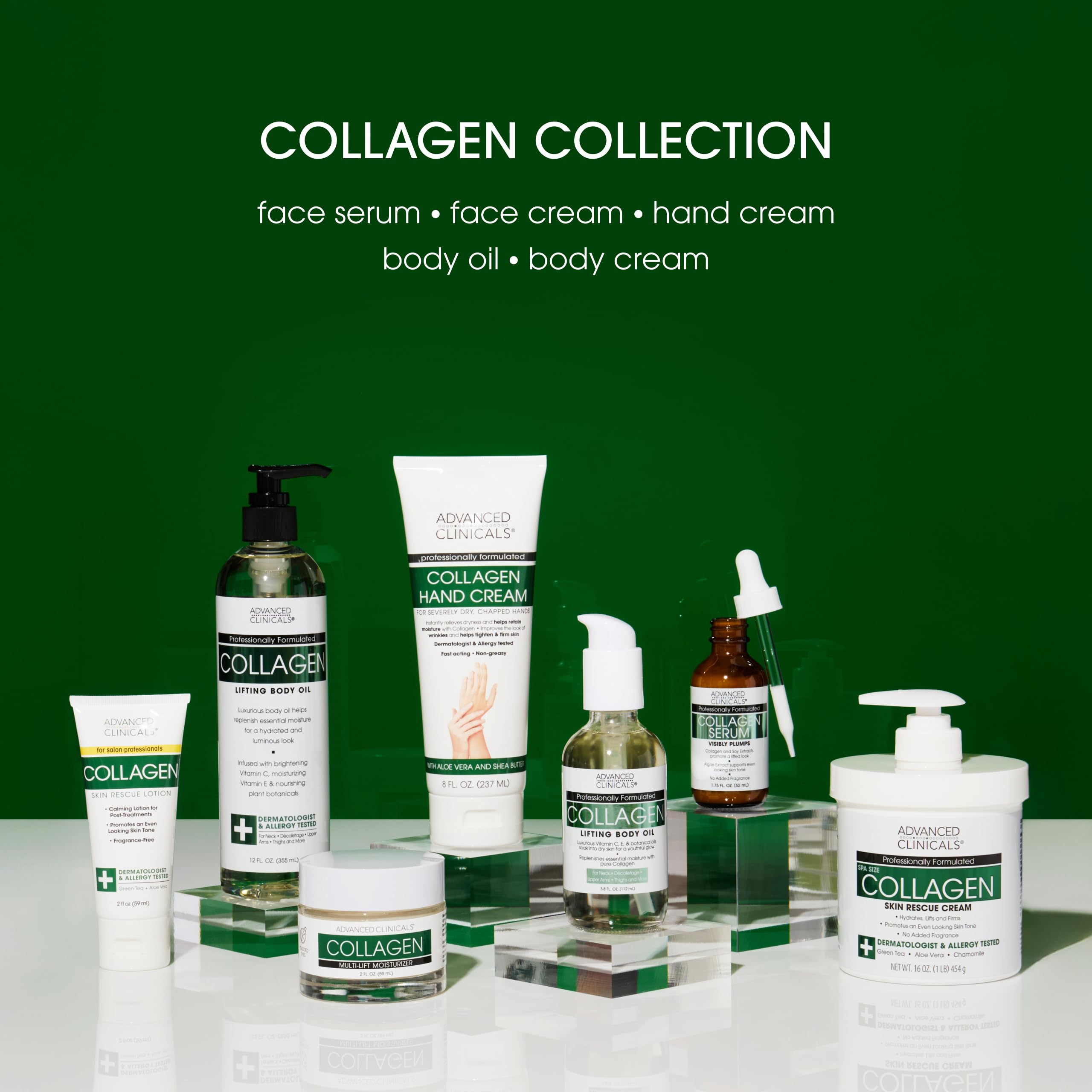 Advanced Clinicals Collagen Cream Body Lotion & Face Moisturizer W/Vitamin E | Skincare Moisturizing Collagen Lotion For Women, Men, Hand, & Neck Improves Look Of Crepey Skin & Uneven Dry Skin, 2pc
