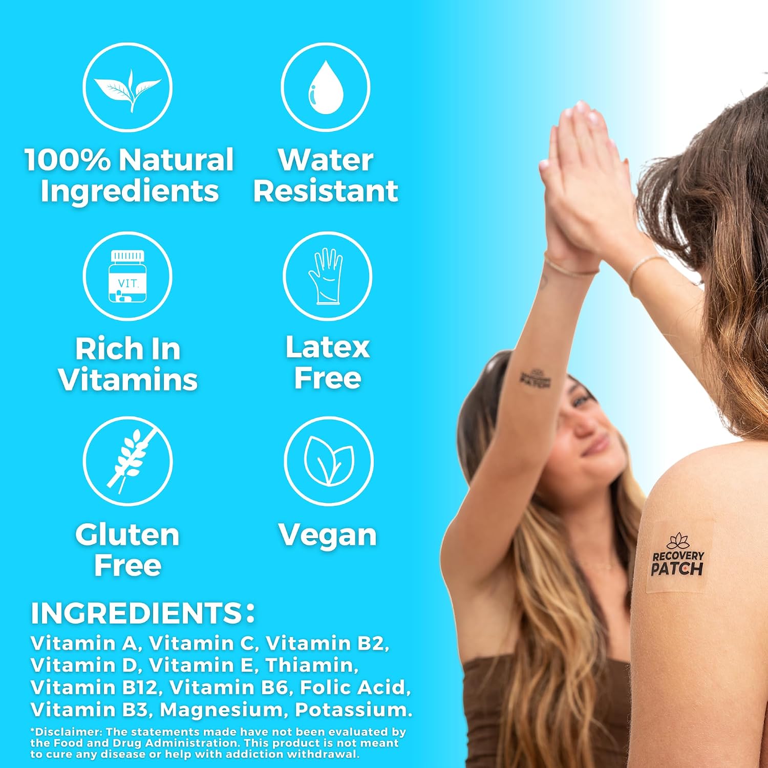 Party Treats Recovery Patches 10 Pack - Wake Up Refreshed & Energized | 100% Natural Ingredients Patch, Individually Wrapped, Skin-Friendly & Waterproof, Enhanced Morning Formula