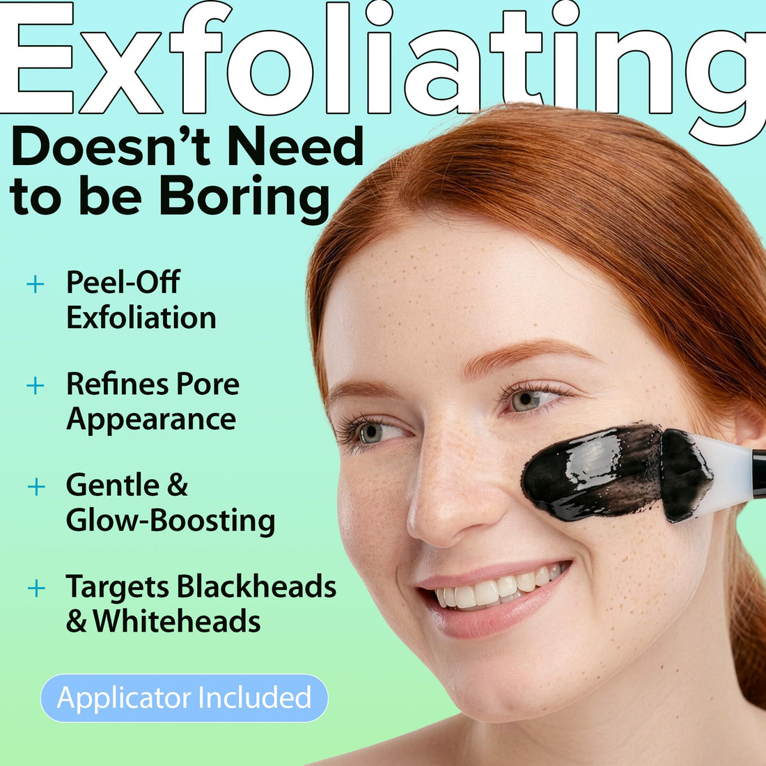 Ebanel Charcoal Peel Off Face Mask Applicator Set, Deep Pore Cleansing Minimizer Blackhead Remover with Niacinamide, Hyaluronic Acid, Vitamin C, Green Tea, Deep Cleanse Black Masks Peel Off Gel Mask