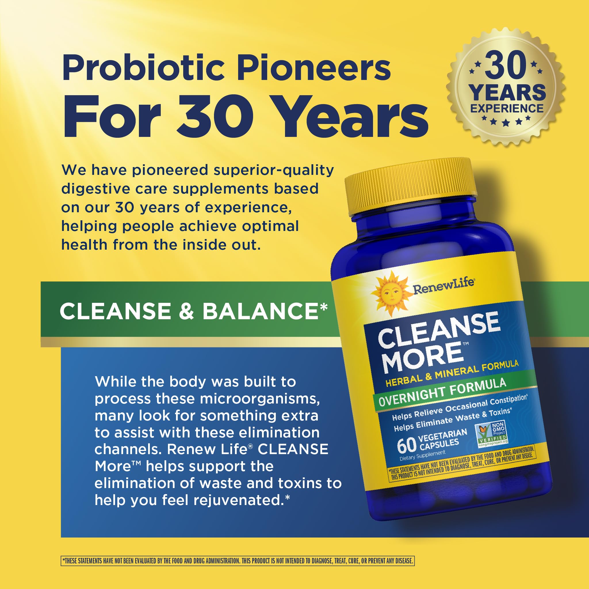 Renew Life Cleanse More 100 Vegetarian Capsules | Helps Relieve Occassional Constipation | Herbal Formula with Magnesium | Dairy, Soy and Gluten Free