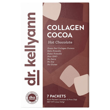 Dr. Kellyann Keto Cocoa Hot Chocolate Packets (7 Servings) – Grass-Fed Collagen & Coconut Milk, Sugar-Free, Keto-Friendly, 1 Pack