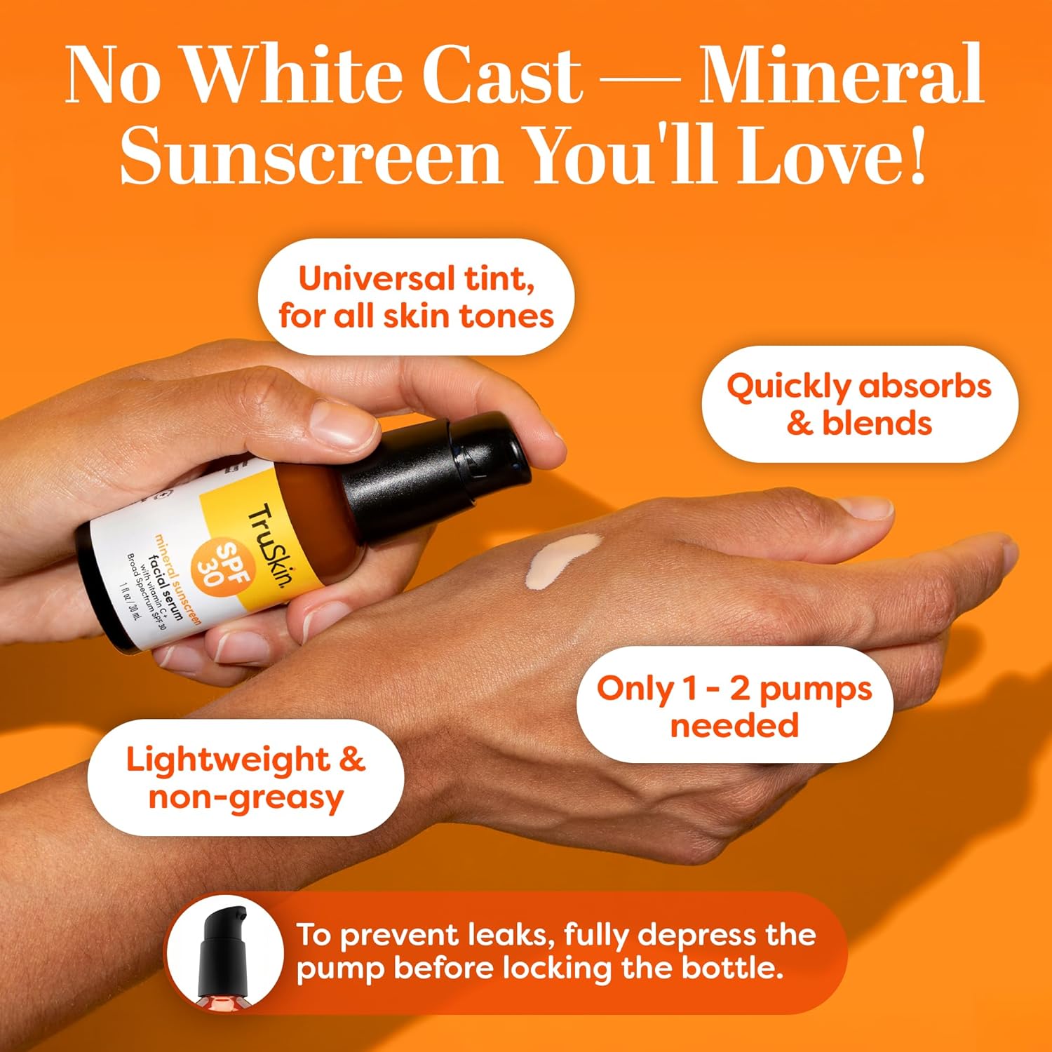TruSkin SPF 30 Tinted Mineral Sunscreen Face Serum, Zinc Oxide, 1 fl oz | Universal skin tint with Vitamin C, Hyaluronic Acid, Ceramides and Niacinamide for lightweight daily mineral UV protection