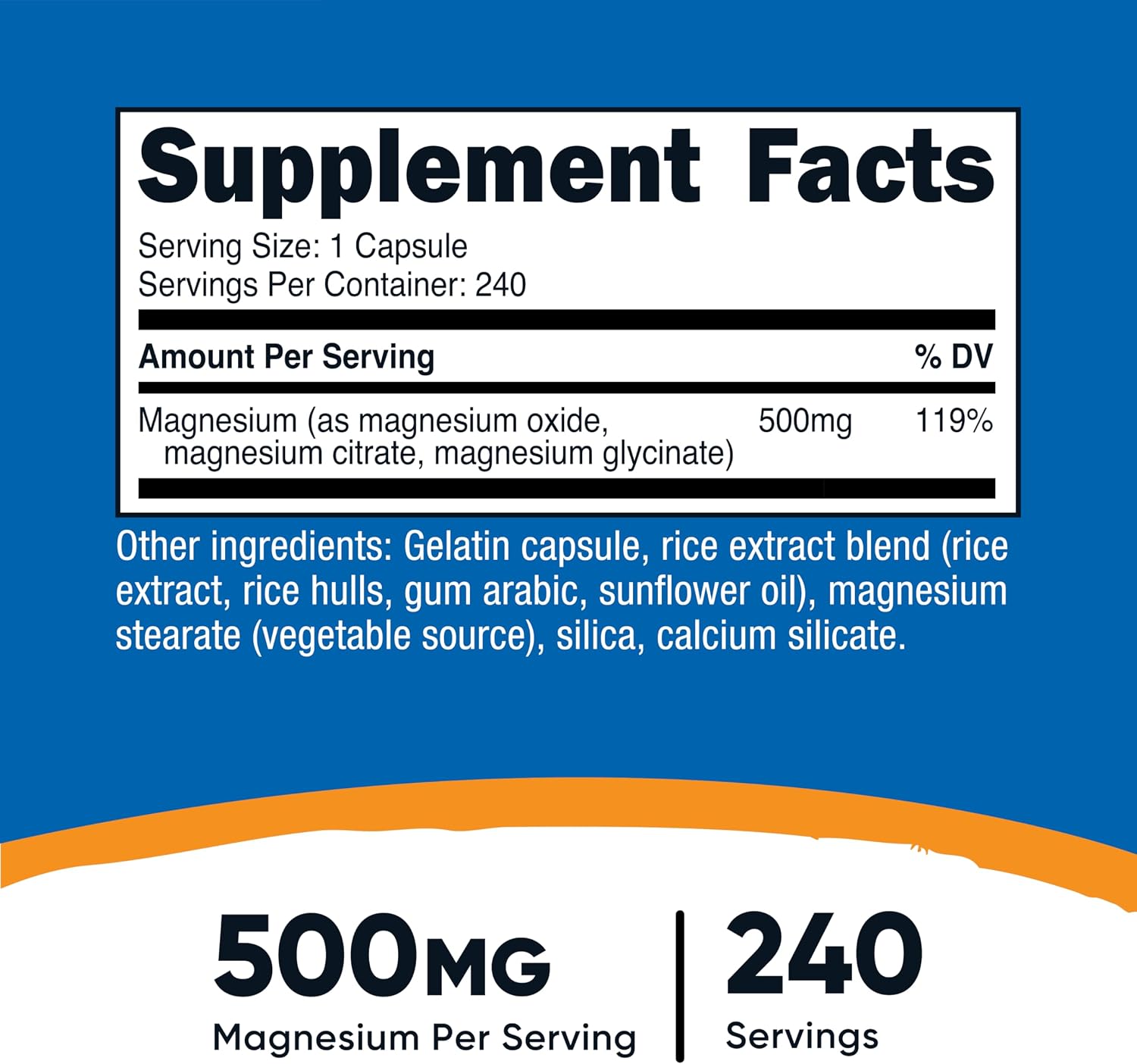 Nutricost Magnesium Complex Extra Strength 500mg, 240 Capsules, Gluten Free | Magnesium Oxide, Citrate, and Glycinate, GMO-Free
