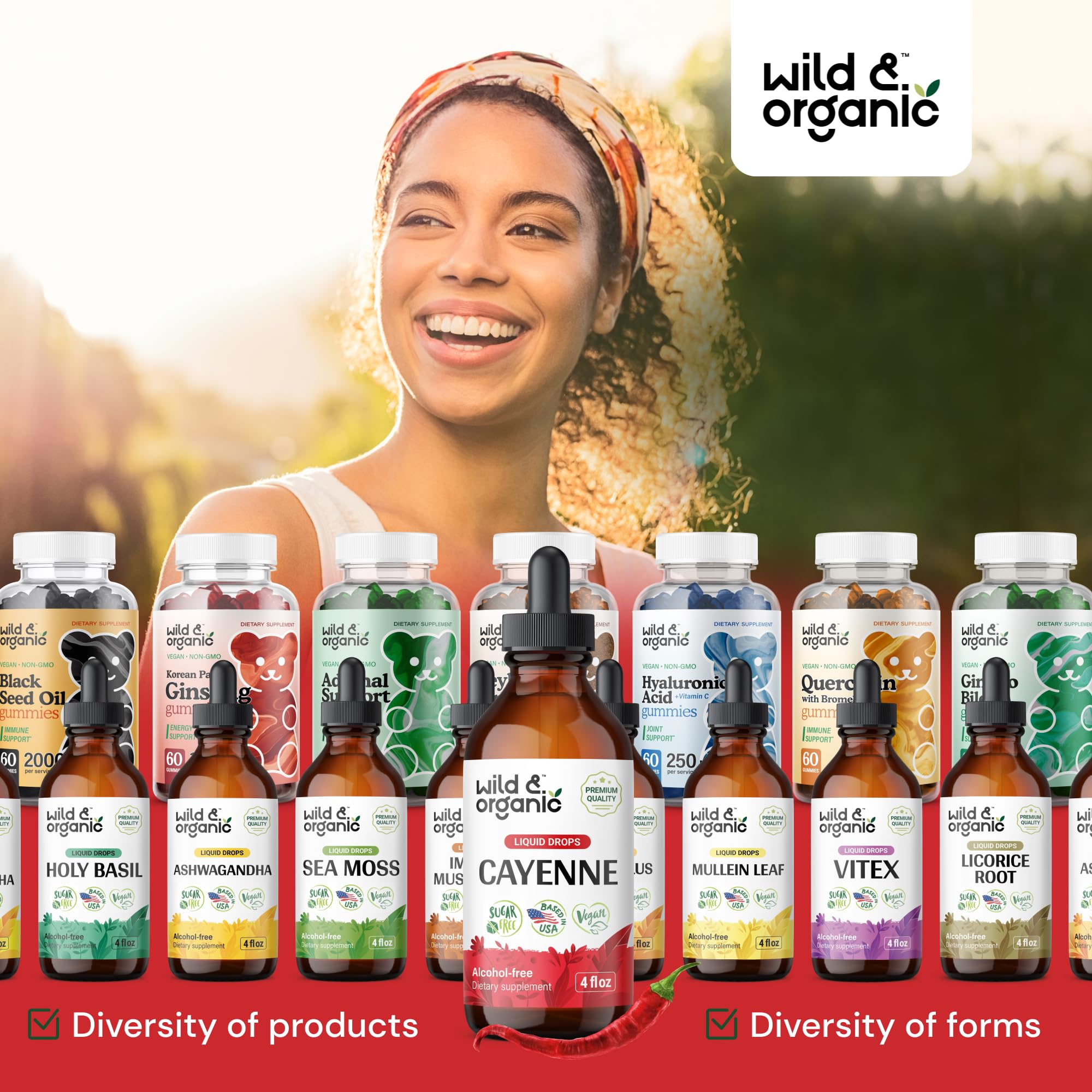Wild & Organic Cayenne Pepper Drops - Antioxidant & Digestive Support - Capsaicin Supplements - Fast Absorbing Liquid Cayenne Pepper Extract Tincture - No Spicy Aftertaste, Alcohol-Free - 4 fl oz