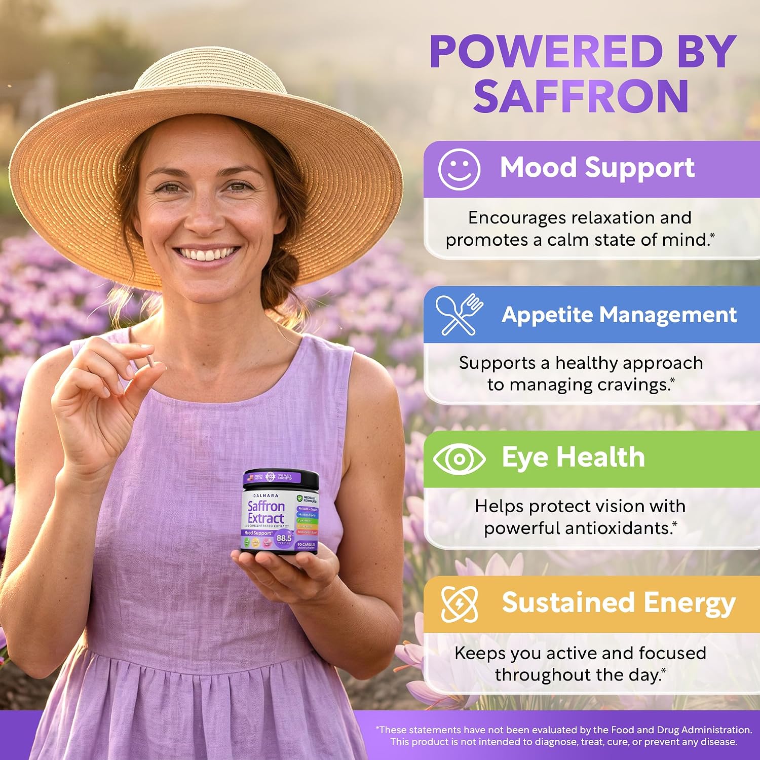 Saffron Supplements for Women 88.5mg Mood | Focus | Vision | Energy Support