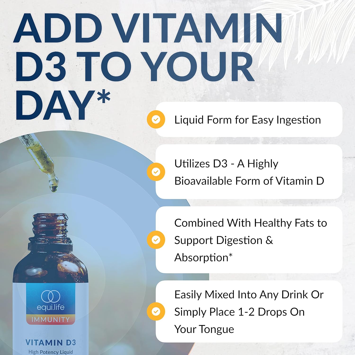 Equilife Vitamin D3: High Potency Liquid Drops, Non GMO, 0.40 fl oz | Easy Digestion & Absorption | Supports Immune Function | Promotes Bone & Overall Health | Allergen & Gluten Free | Non-GMO